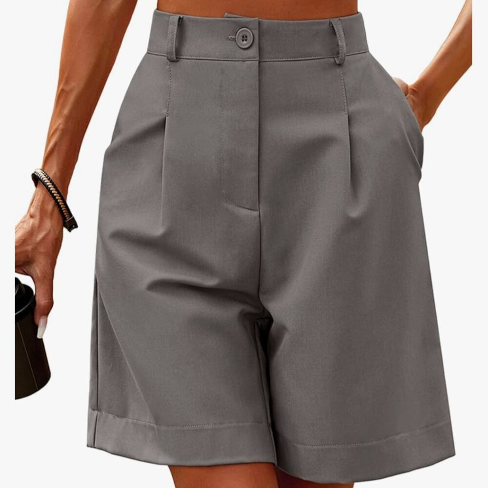 Hotouch Womens Shorts Summer Bermuda Shorts Casual Elastic High Waisted Wide Leg